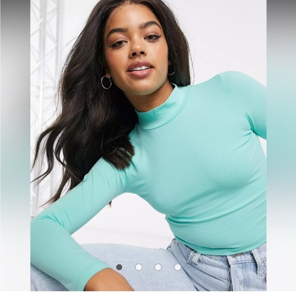 ASOS Tops - Asos Mint Aqua Long Sleeve Women's Cop Turtleneck Top